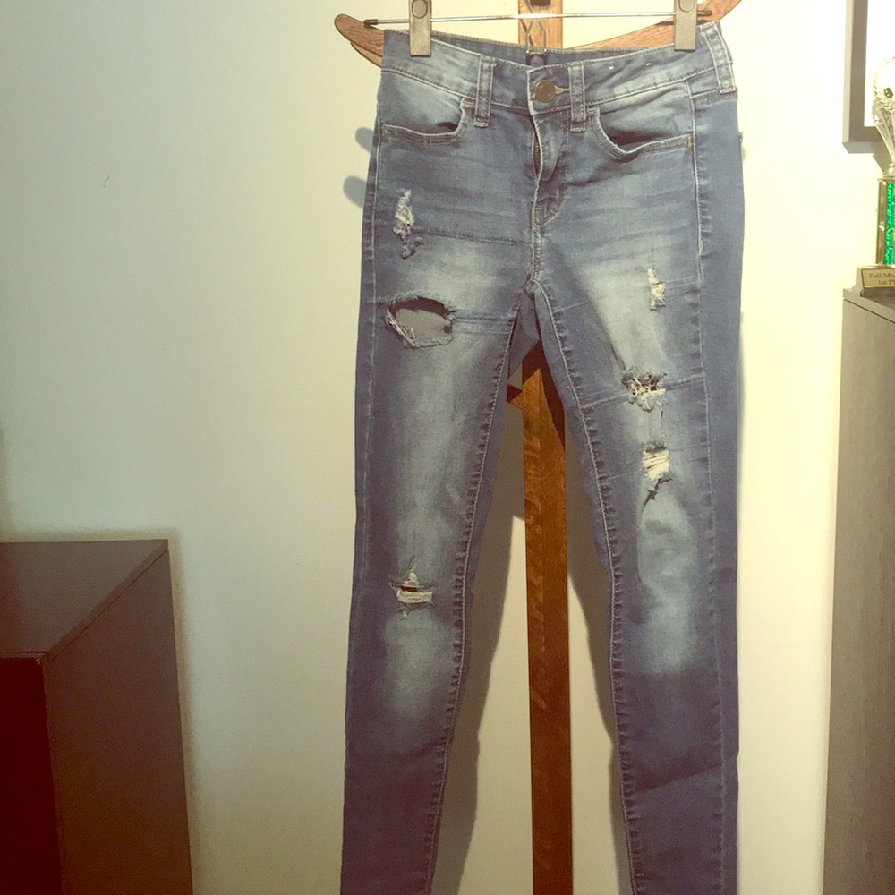 Blue ripped skinny jeans size 1